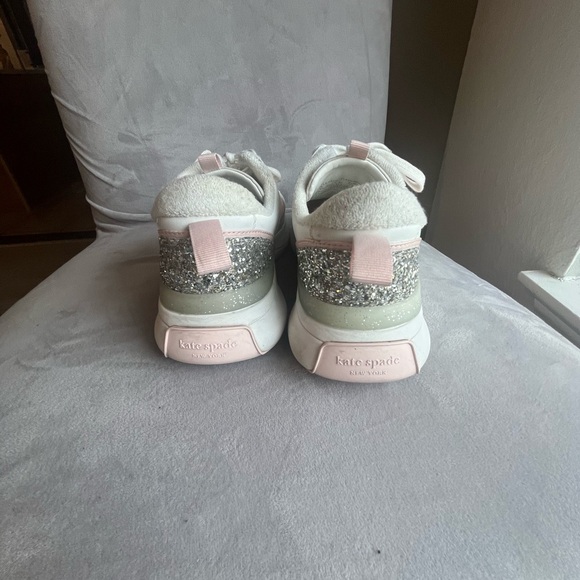 Kate Spade White and Pink Glitter Sneakers - Picture 3 of 7